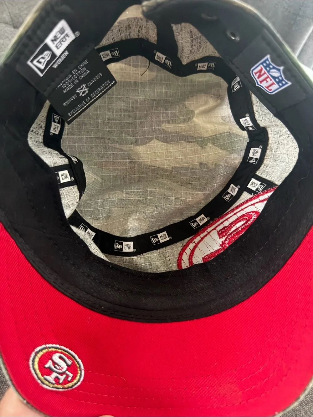 New Era 49ers Camouflage Cap with Red SF Patch